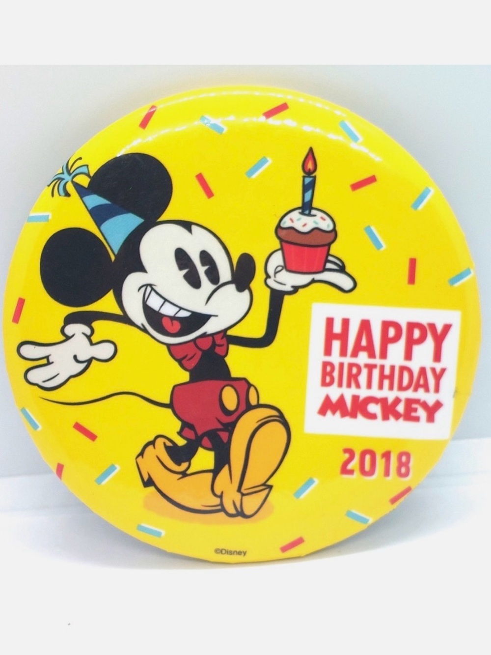 DISNEY RESORT 🎉 HAPPY BIRTHDAY MICKEY 🎉 2018 🎉 COLLECTIBLE PINBACK BUTTON